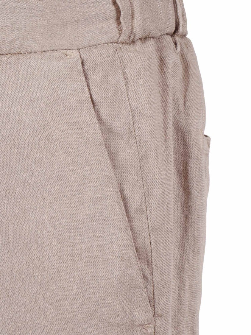 Briglia Linen Tapered Drawstring Straight-Leg Pants