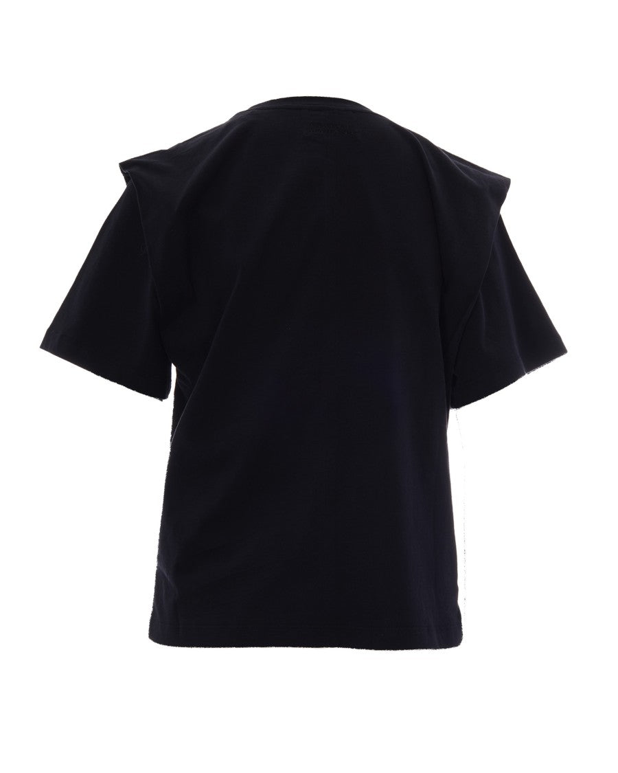 Isabel Marant Structured Black Cotton T-Shirt With Puffed Shoulders