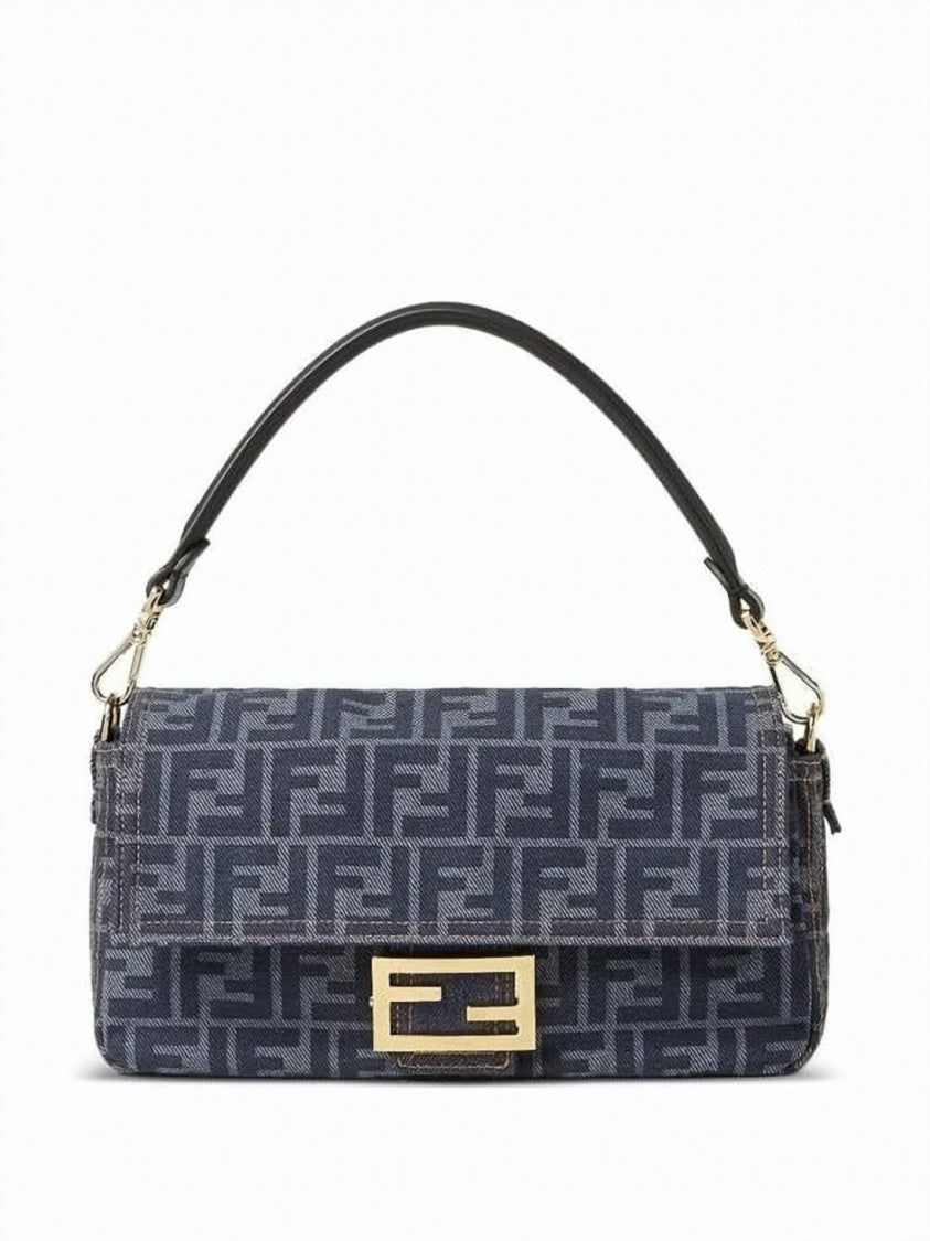 Fendi Calf Leather-Accented Fendi Shoulder Bag With Gold-Tone Closure