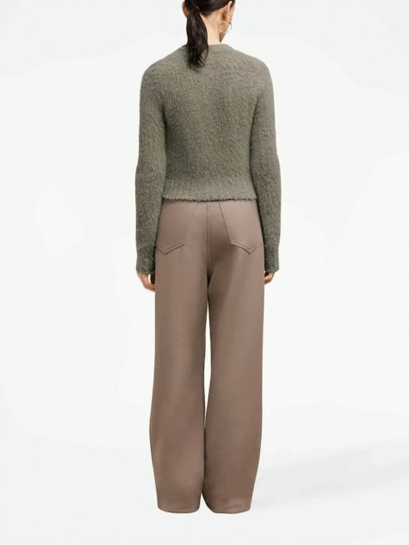 Ami Paris Cropped Sweater With Subtle Cable Knit Pattern