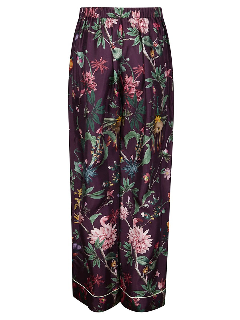 La Double J Silk Pajama-Inspired Pants With Faux Closure
