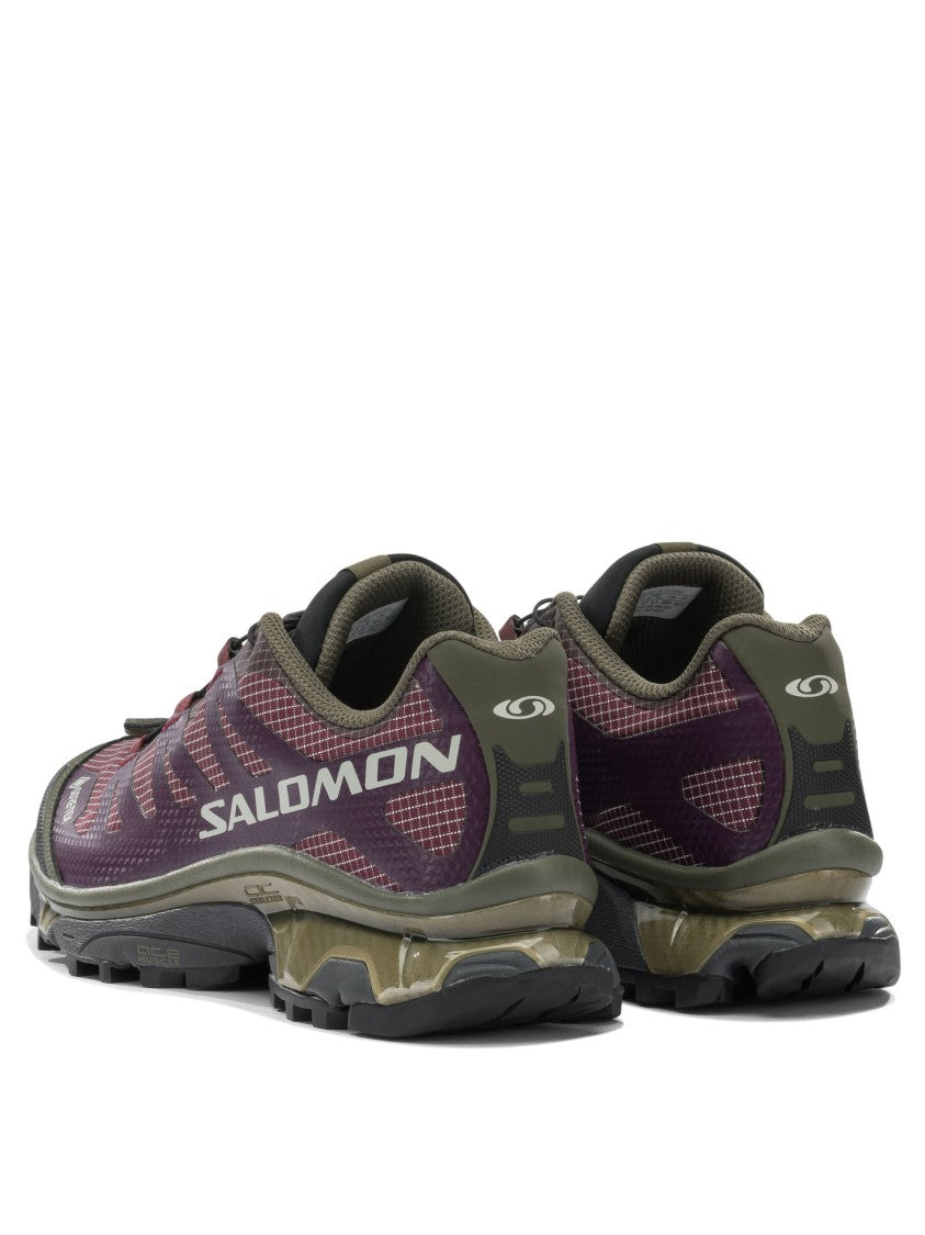 Salomon Deep Purple Sneakers With Olive Green Overlays And Quick-Lace System