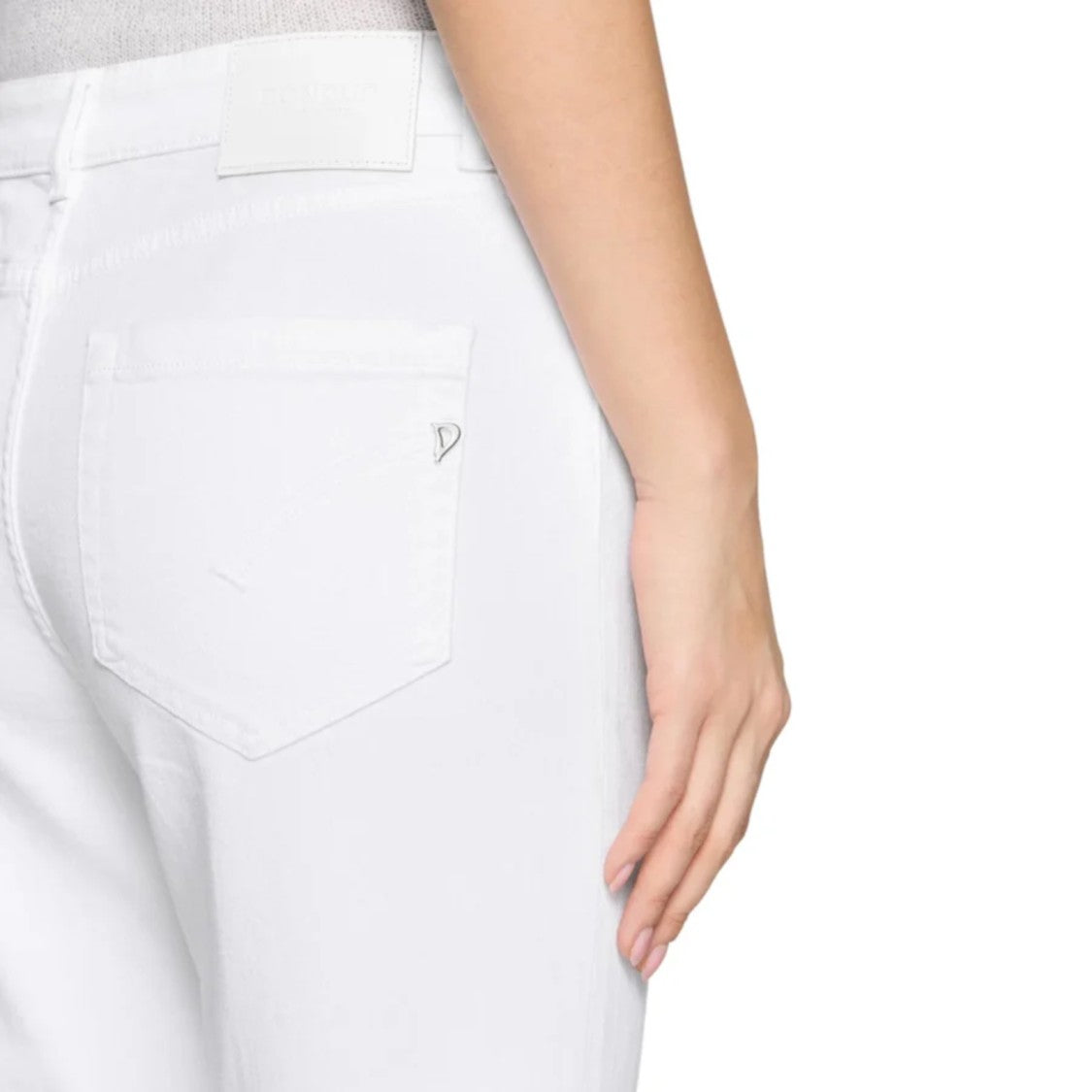 Dondup Cropped White Jeans With High-Rise Waist