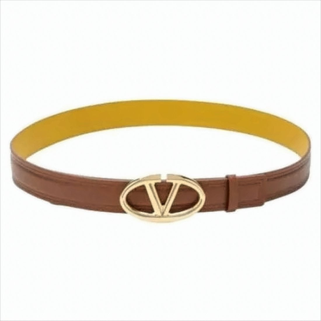Valentino Garavani Brown Calf Leather Belt With Oval V Buckle