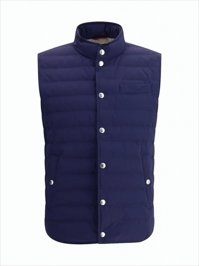 Brunello Cucinelli Quilted High-Collar Vest With Snap Button Closure