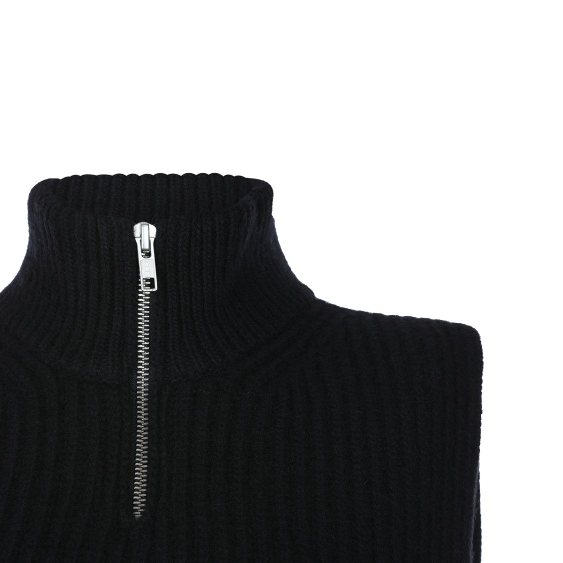 Mm6 By Maison Margiela Wool Stole Vest Sweater With Half Zip And Ribbed Texture