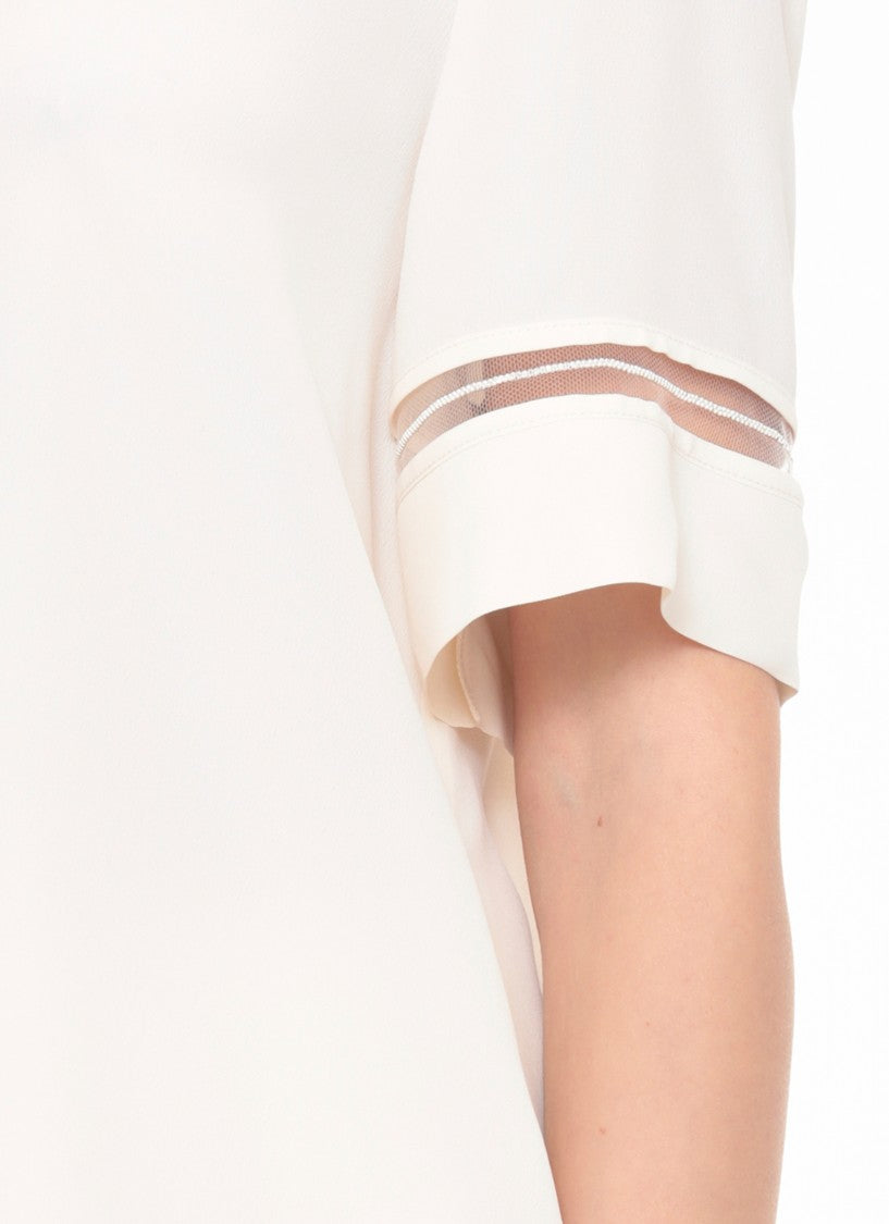 Fabiana Filippi Ivory Lightpoint Detail Silk-Blend T-Shirt