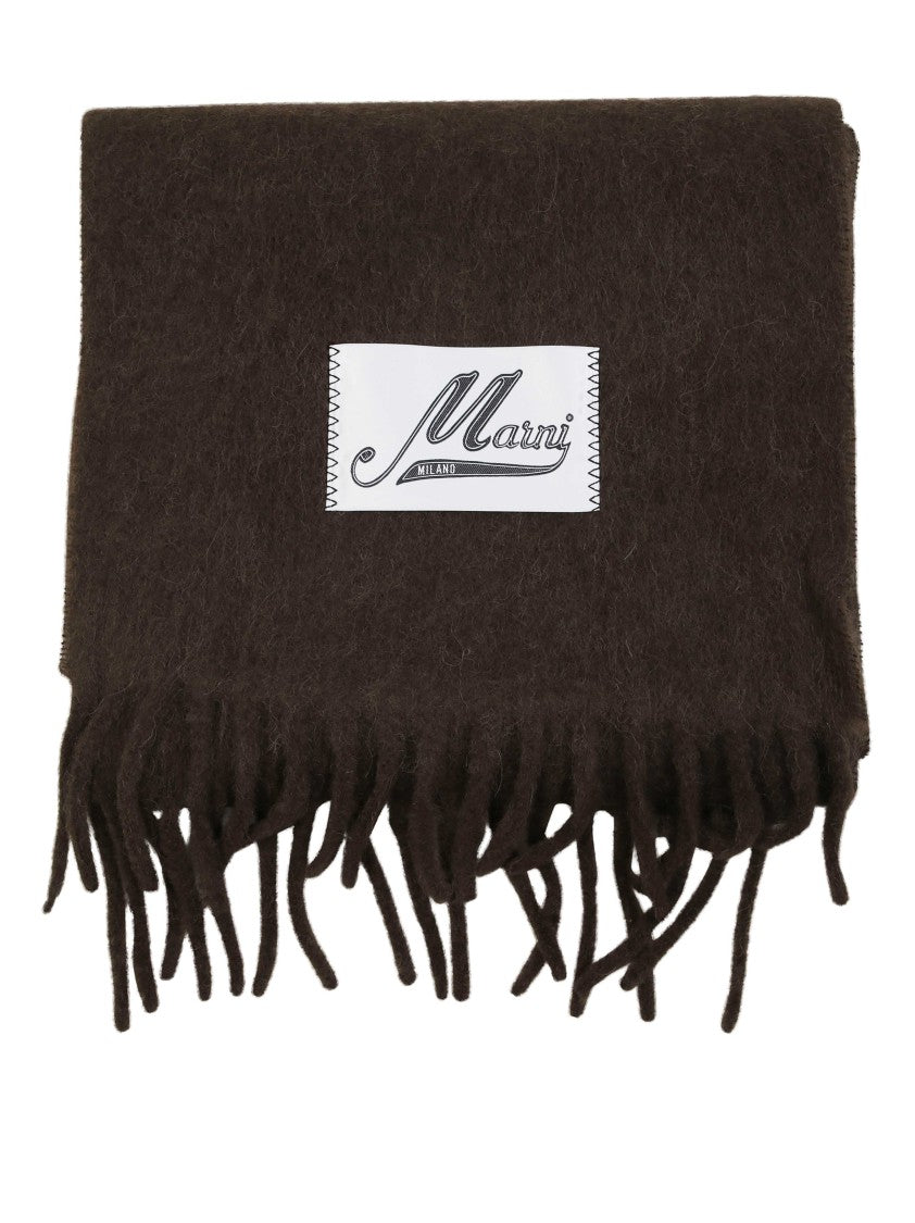Marni Dark Brown Fringed Scarf