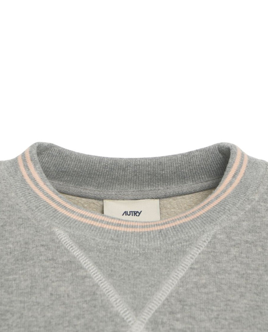 Autry Embroidered Logo Grey Cotton Sweatshirt