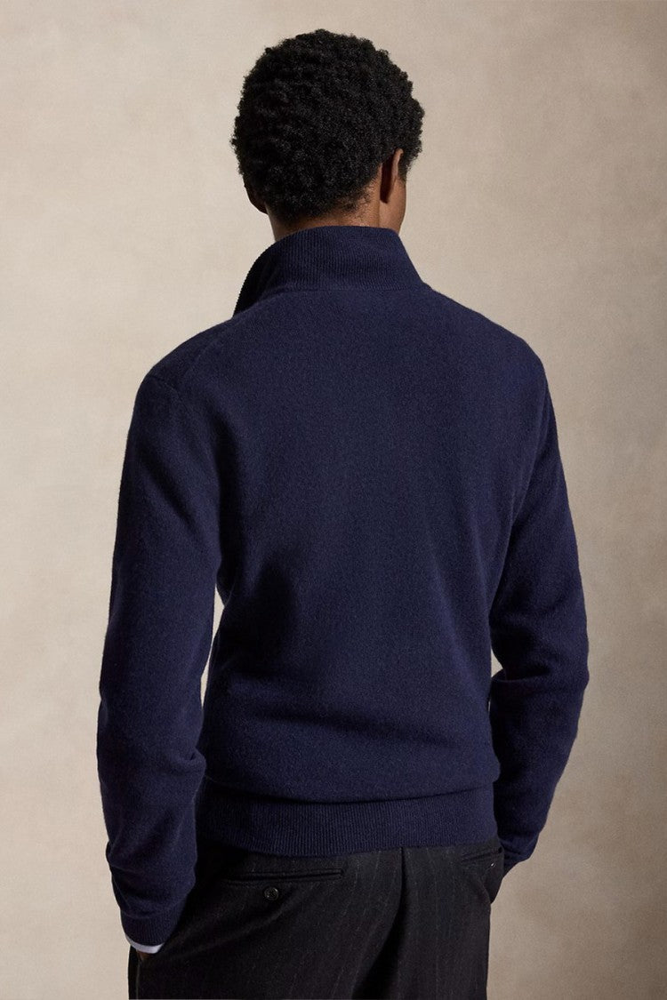 Polo Ralph Lauren Navy Quarter-Zip Stand-Collar Sweater