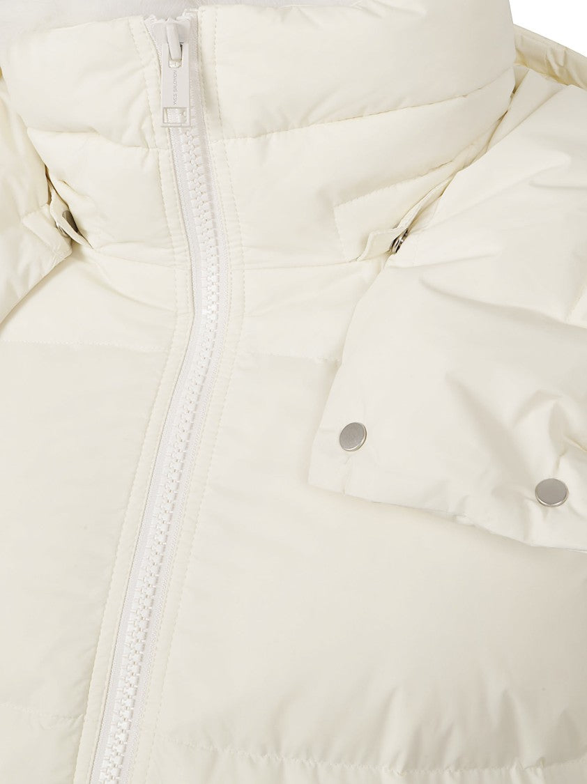 Yves Salomon Short Puffer Coat With Detachable Hood And Matte Finish
