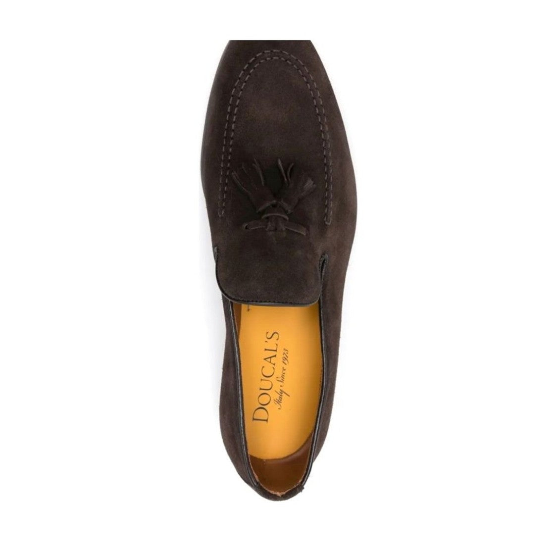 Doucal's Brown Soft Suede Finish Tassel Leather Loafers