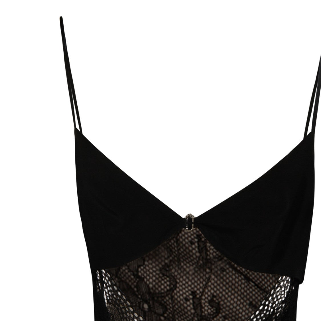 Nissa Fitted Black Maxi Dress With Lace Panels