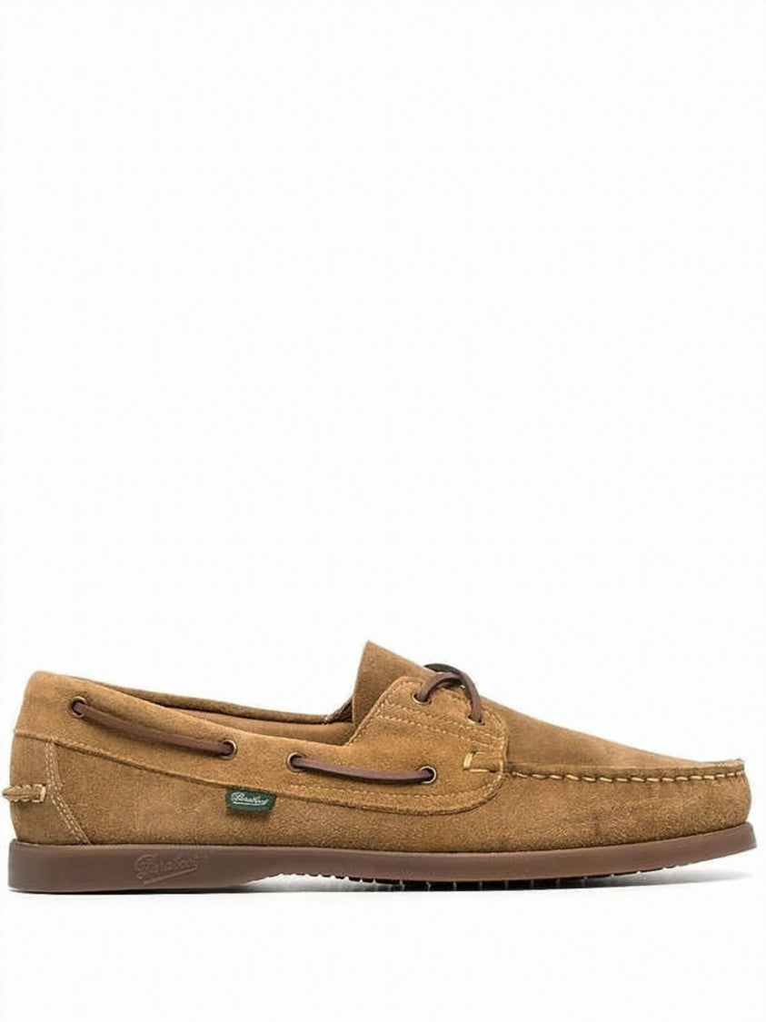 Paraboot Suede Loafer With Moccasin Toe And Leather Laces