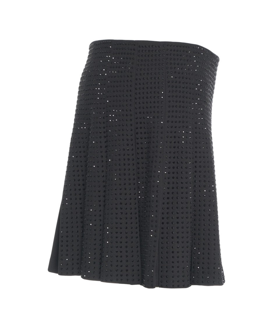 Pinko Tailored Pleated Mini Skirt With Sparkling Embellishments