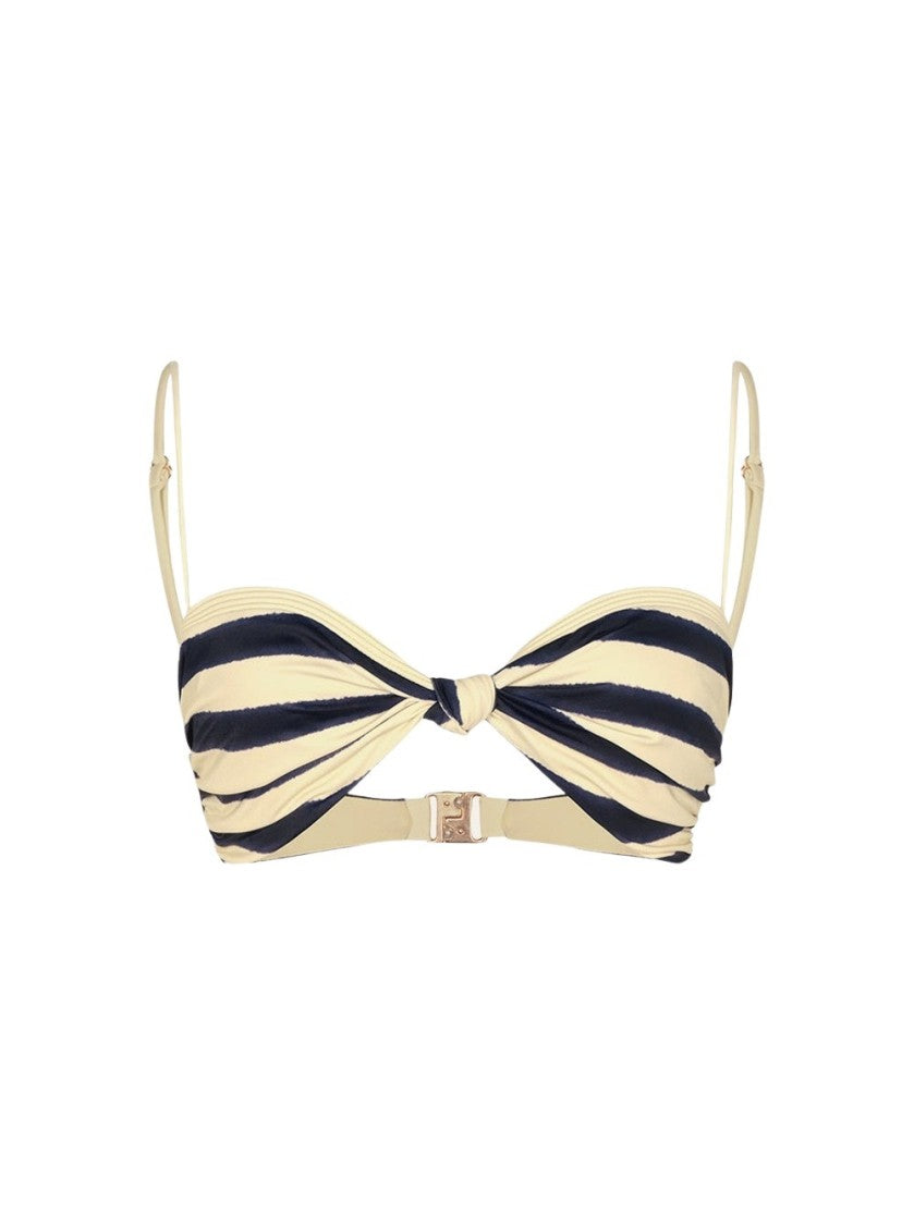 Johanna Ortiz Bandana Marina Bikini Top Ecru And Navy