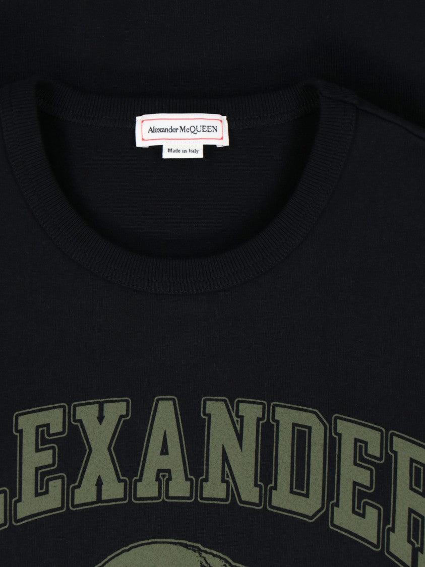 Alexander Mcqueen "Varsity" Black Cotton T-Shirt