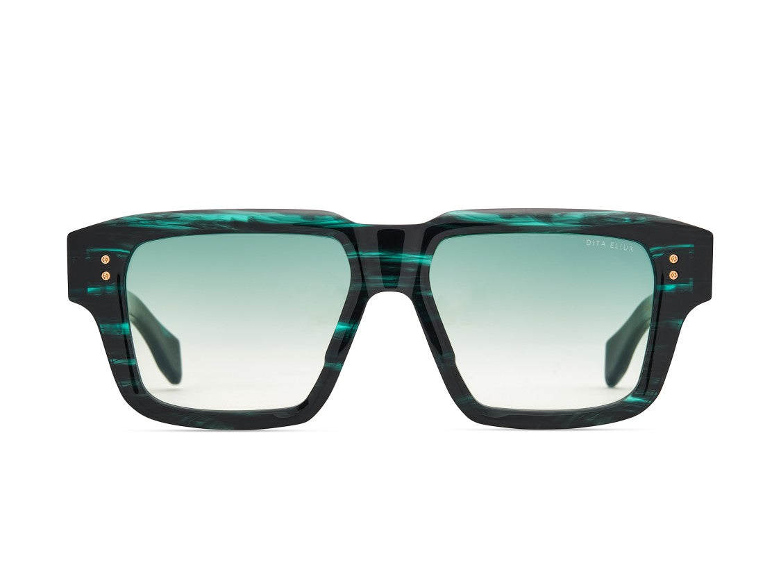 Dita Dark Green Eliux Marbled Oversized Square Sunglasses