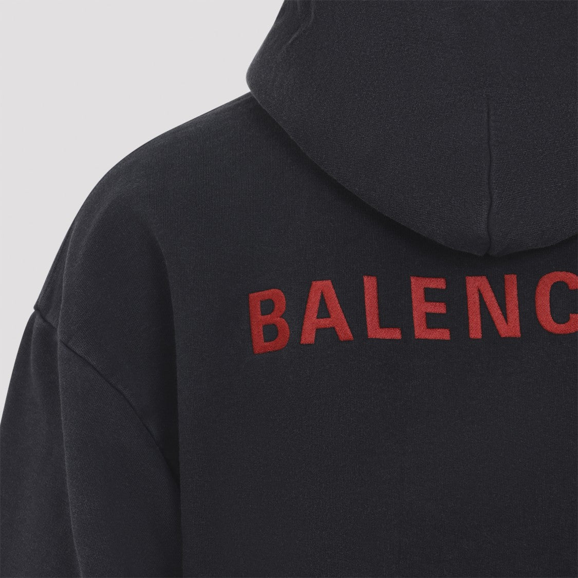 Balenciaga Faded Black Fleece Zip-Up Hoodie With Contrasting Logo
