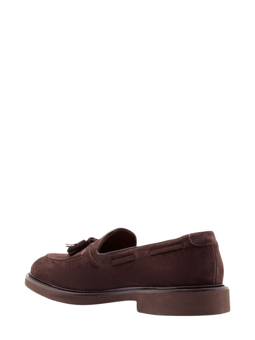 Doucal's Brown Tassel Suede Loafers