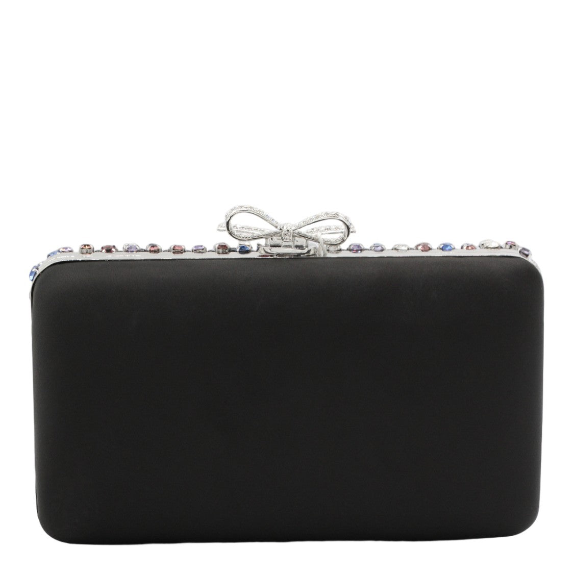 Self-Portrait Rectangular Clutch Bag With Multicolored Rhinestones