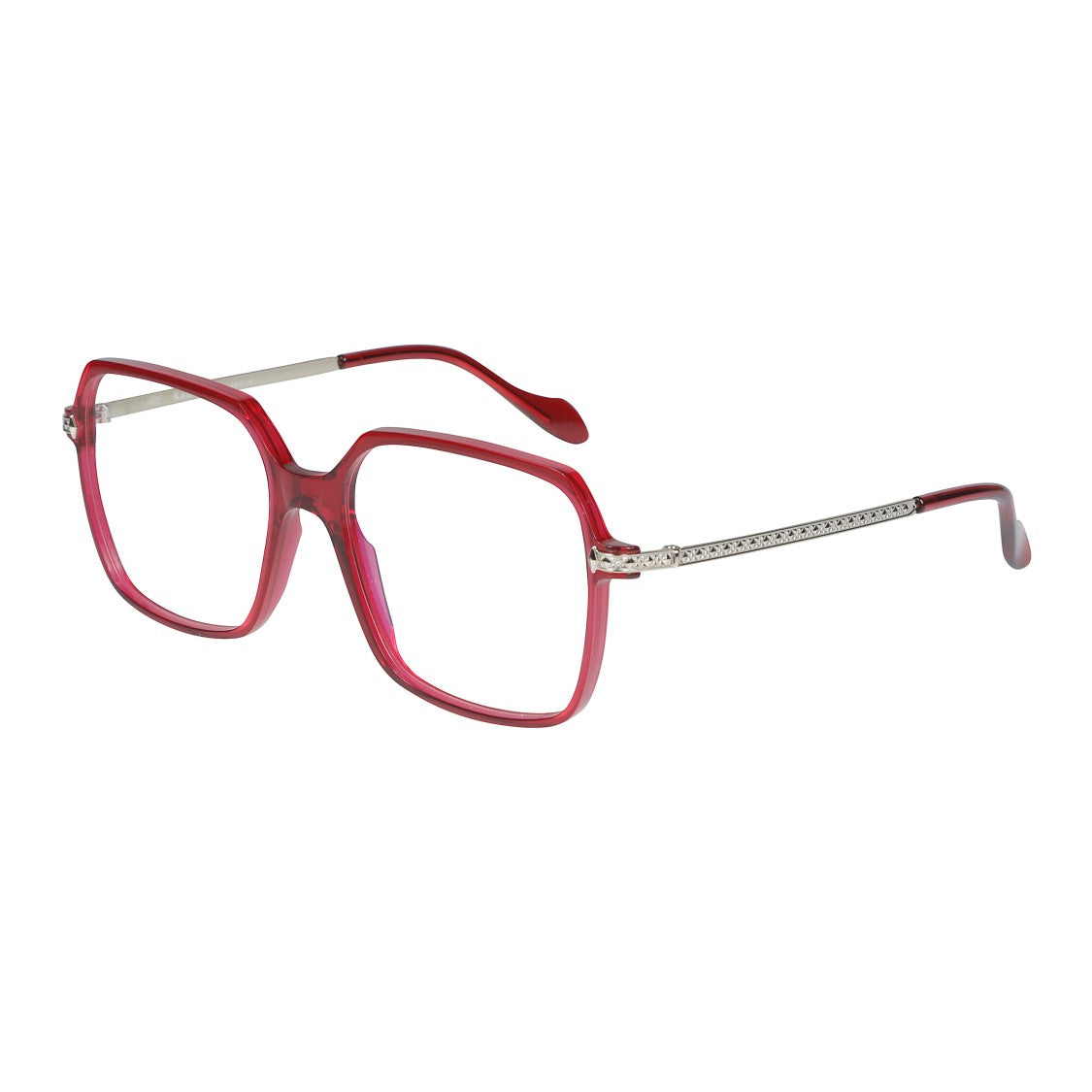 Kador Megan-V Square-Frame Red Eyeglasses With Metallic Temples