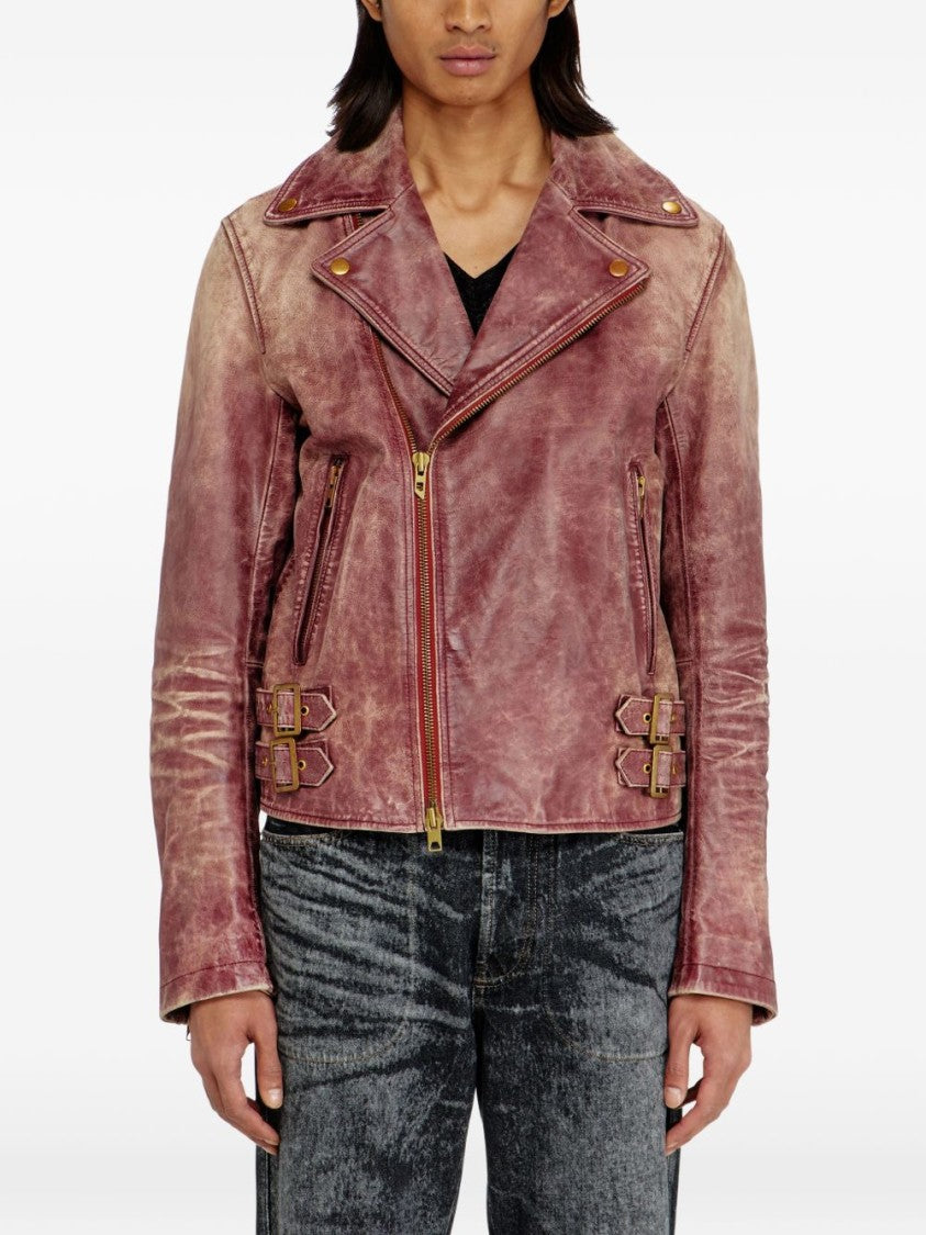 Diesel Distressed Vintage-Inspired Jacket With Asymmetrical Zipper