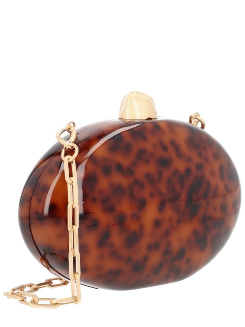 Cult Gaia Eviana Acrylic Tortoiseshell Oval Clutch