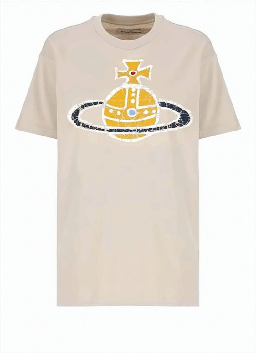 Vivienne Westwood Relaxed-Fit Cotton T-Shirt With Distressed Graphic Emblem