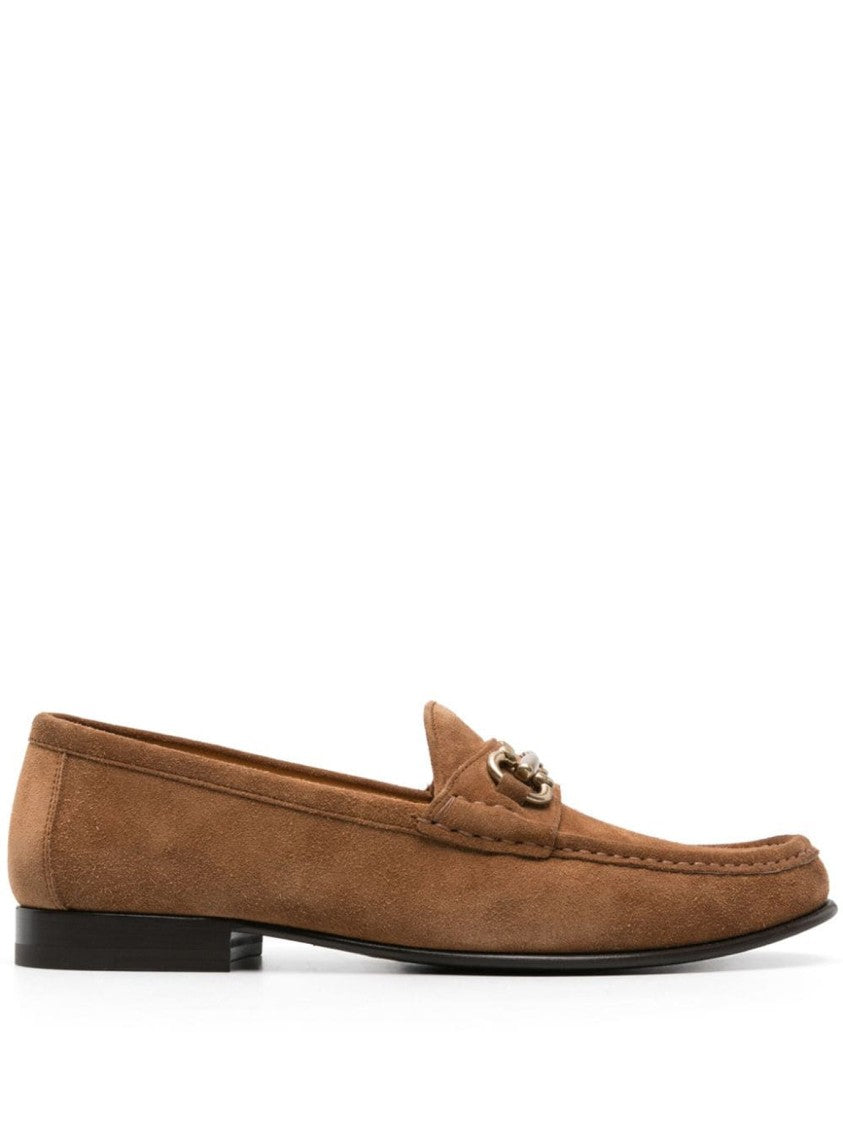 Brunello Cucinelli Brown Leather Loafers With Suede Finish