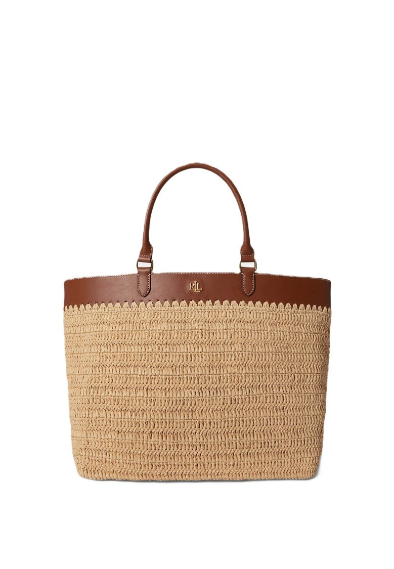 Lauren Ralph Lauren Woven Straw Tote Bag With Scalloped Edge