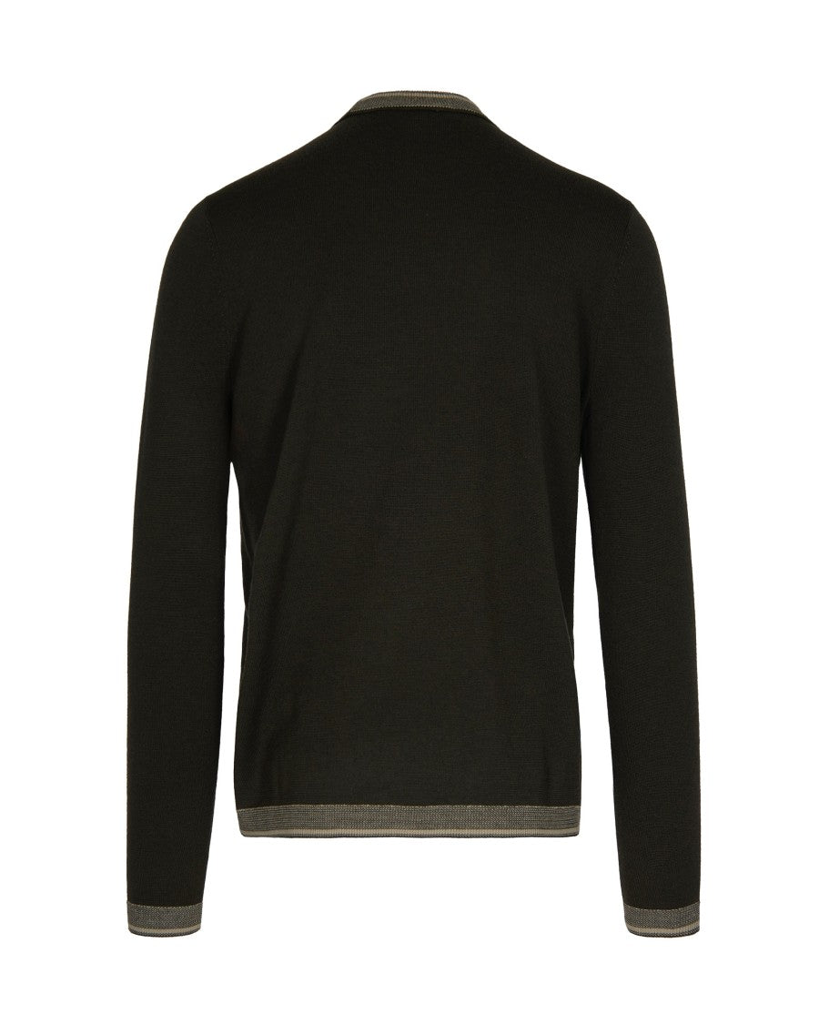 Emporio Armani Crew Neck Virgin Wool Sweater With Contrasting Details