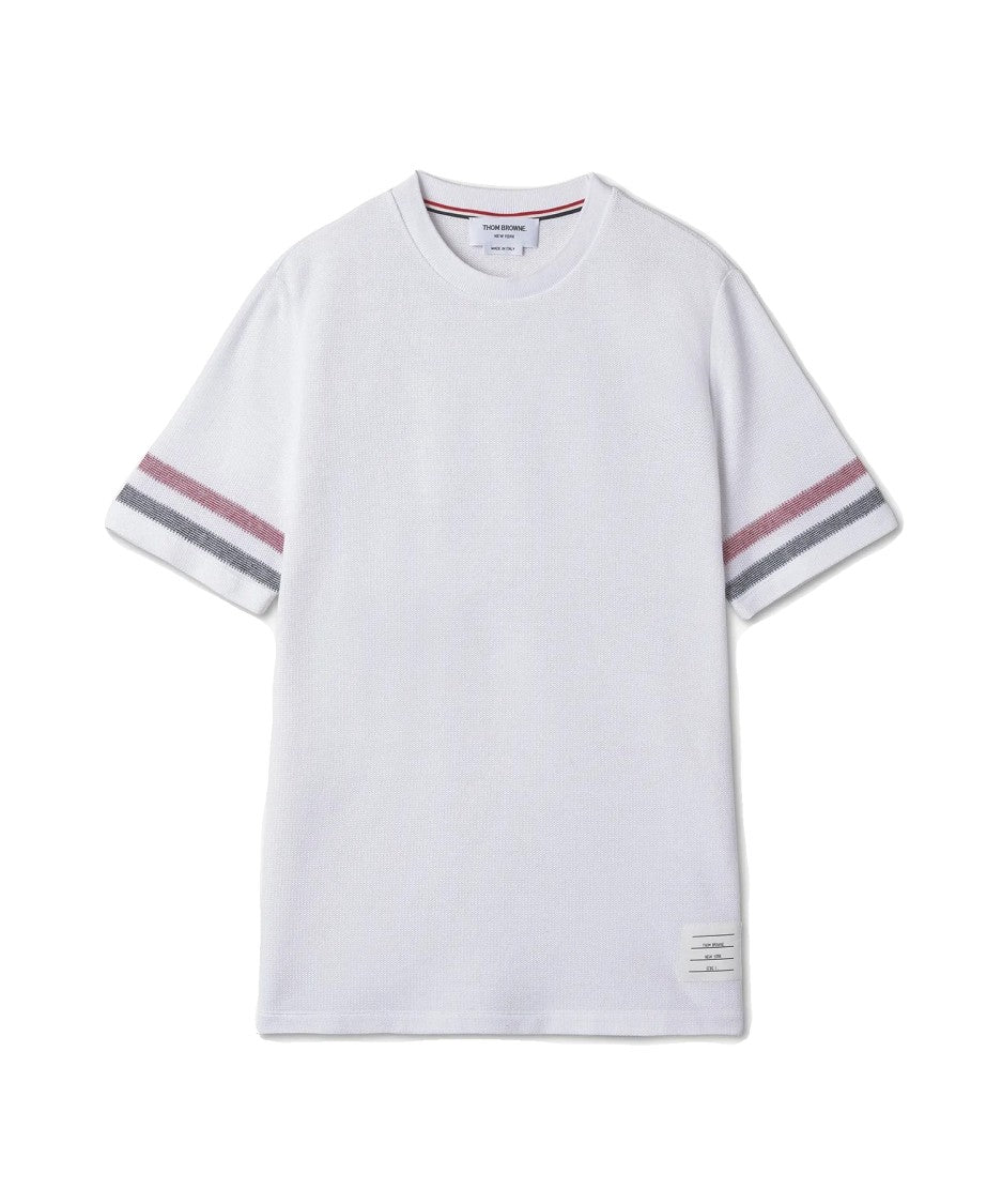 Thom Browne Short-Sleeved T-Shirt With Striped Sleeve Accents