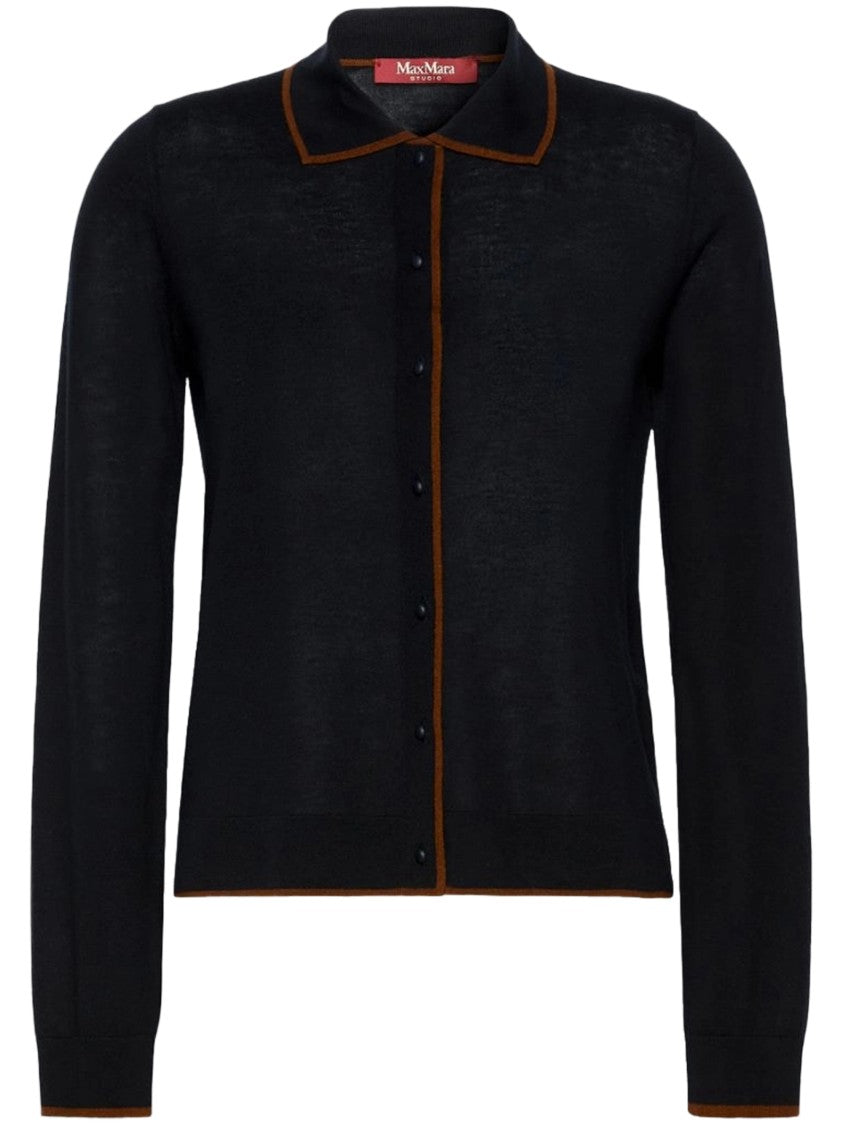 Max Mara Black Trimmed Fitted Cardigan