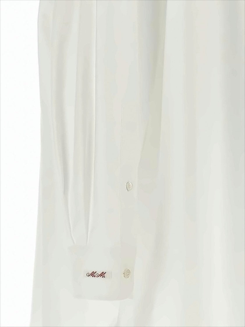 Maison Margiela Relaxed Fit White Shirt With Pointed Collar And Curved Hem