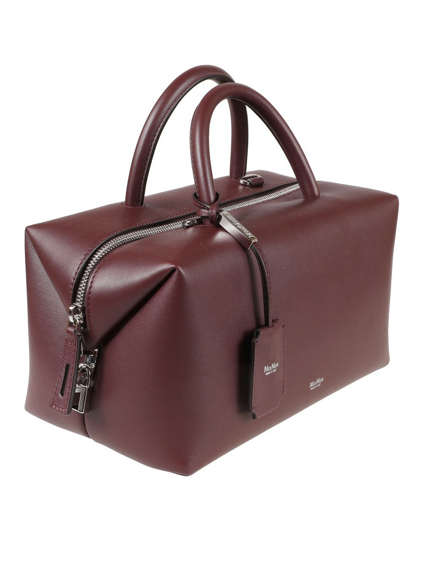 Max Mara Structured Burgundy Handbag With Smooth Leather Finish