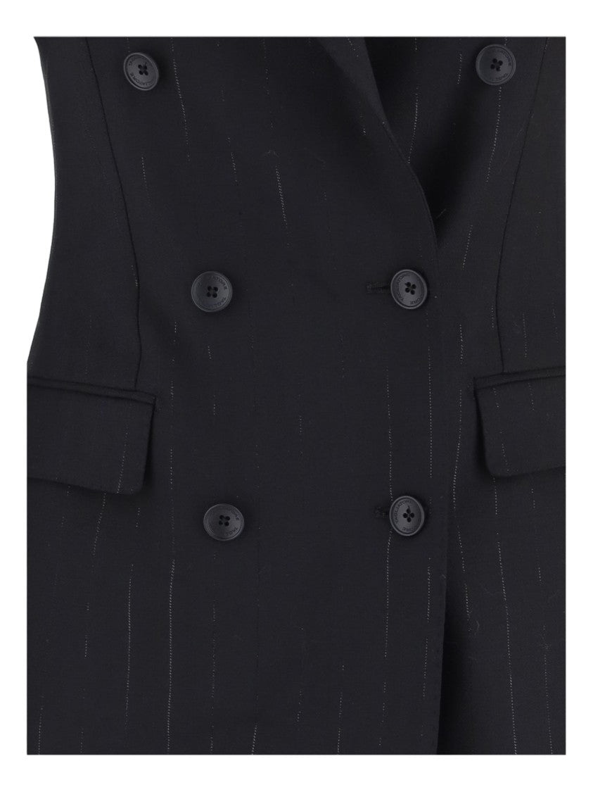 Tagliatore Tailored Double-Breasted Black Blazer With Pinstripe Detail