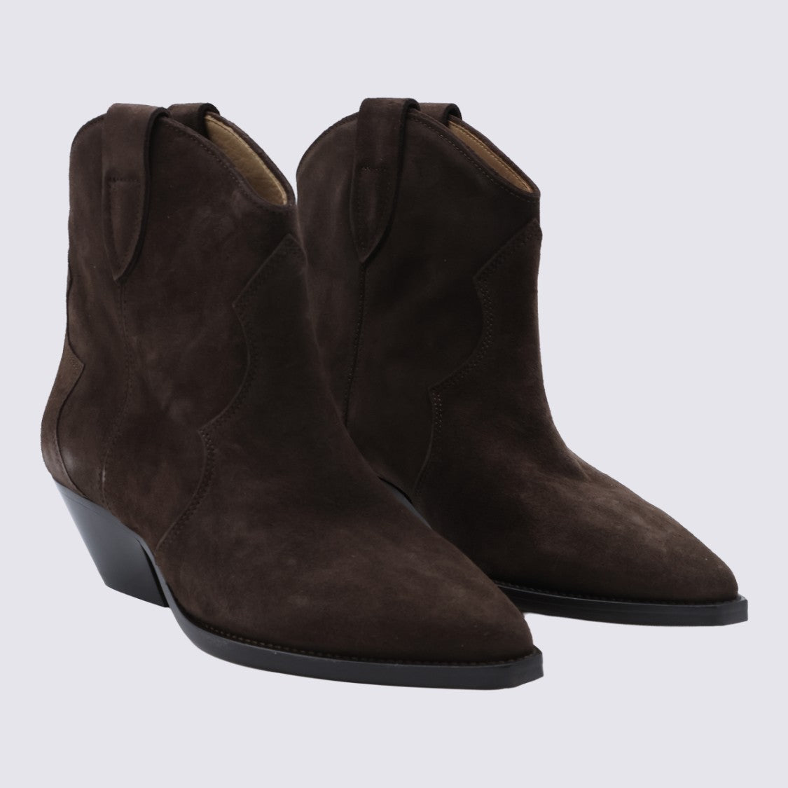 Isabel Marant Pointed Toe Suede Ankle Boots With Western Stitching