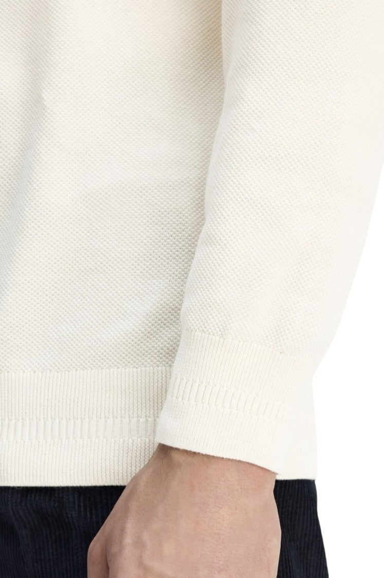 Fred Perry Cream Crewneck Sweater With Ribbed Details