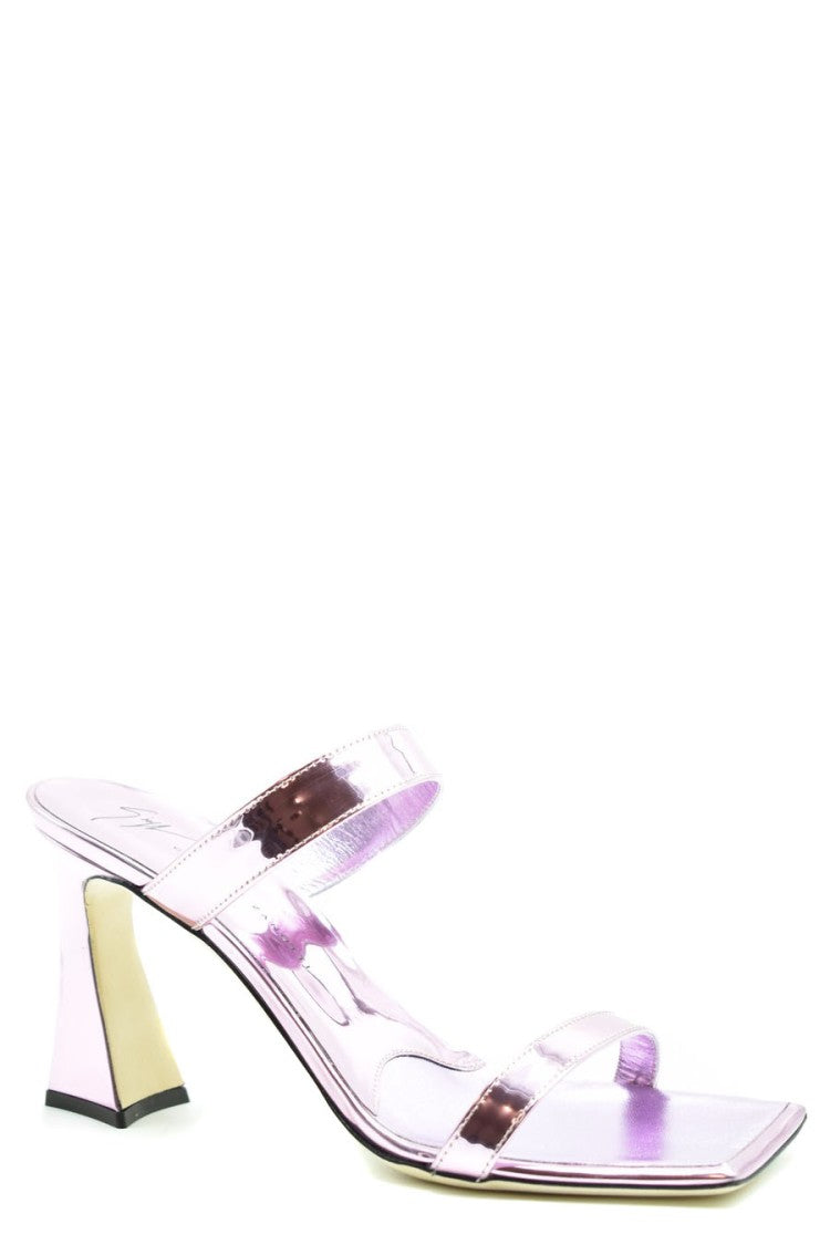 Giuseppe Zanotti Mid-Height Flared Heel Sandals Reflective Finish