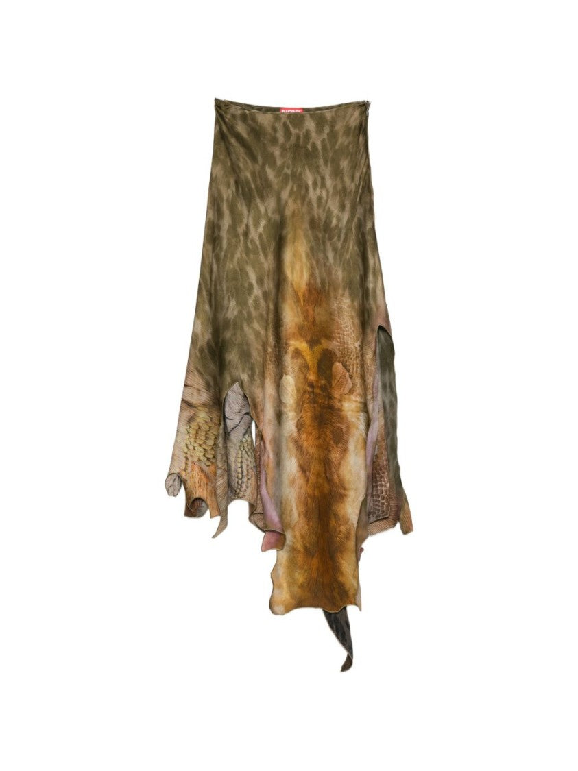 Diesel Multicolour Silk And Nylon Midi Skirt