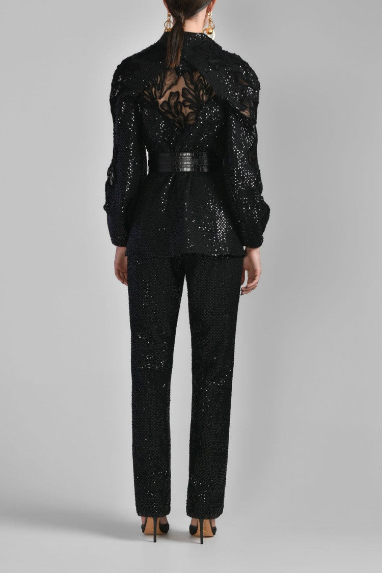 Saiid Kobeisy Sequin Straight Fit Pants