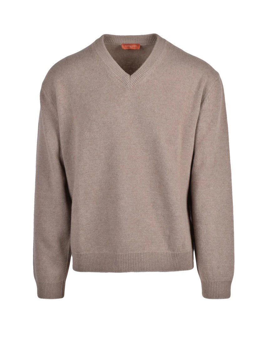 Daniele Fiesoli V-Neck Pullover In Extrafine Merino Wool And Cashmere Blend