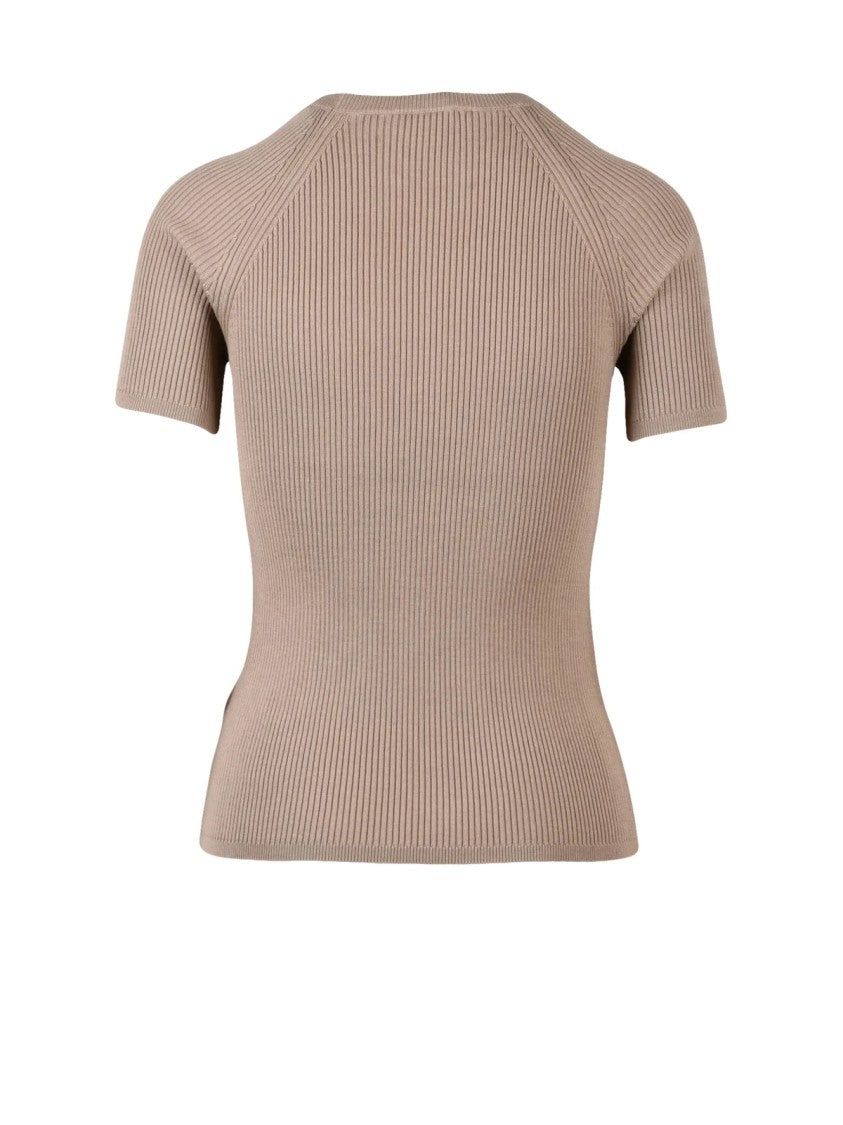 Max Mara Ribbed Knit Underlayer Top With Fitted Silhouette