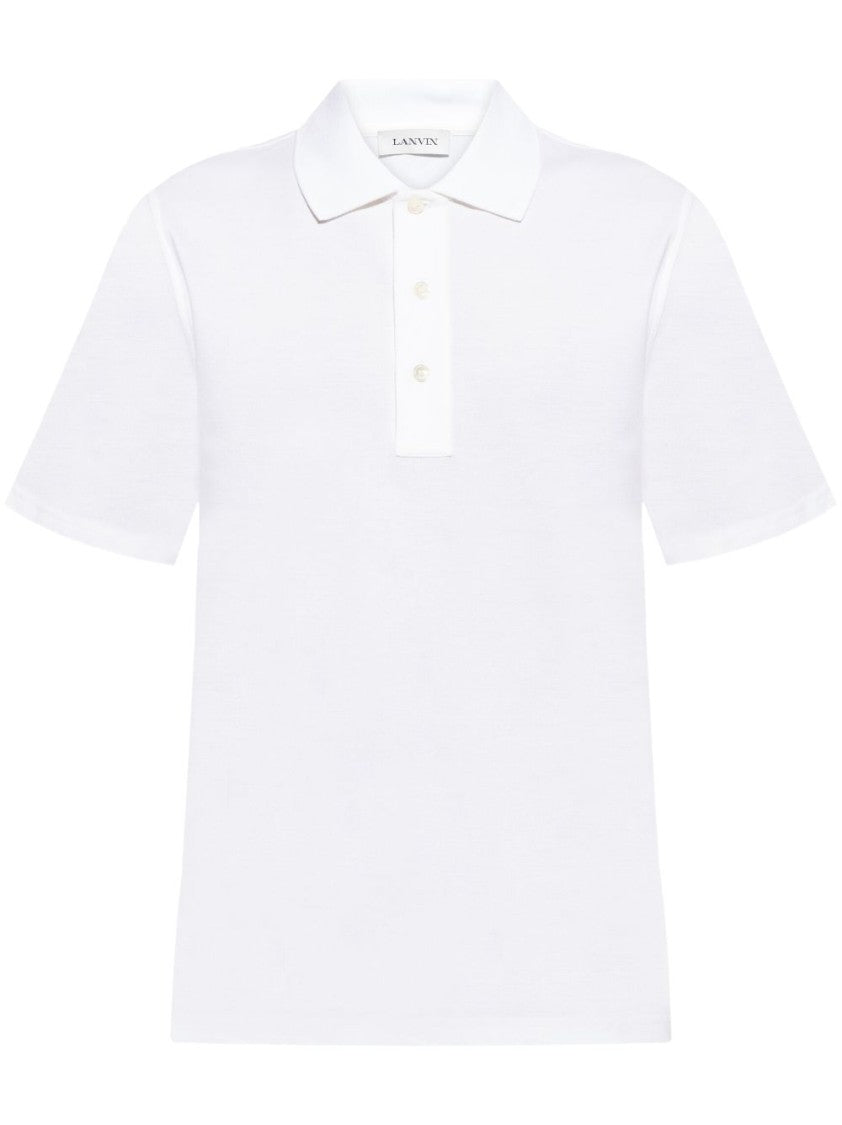 Lanvin White Button Placket Side Slit Polo