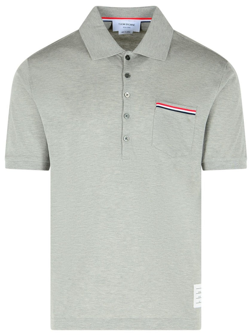 Thom Browne Cotton Polo Shirt With Tricolor Accents