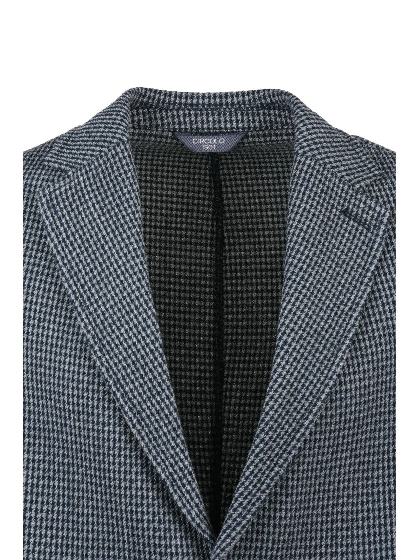 Circolo 1901 Rounded Blazer With Houndstooth Pattern And Tailored Fit