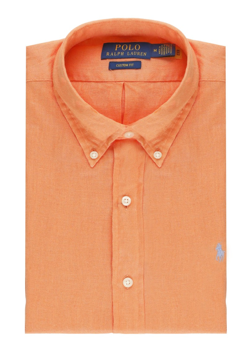 Polo Ralph Lauren Orange Button Down Linen Casual Shirt