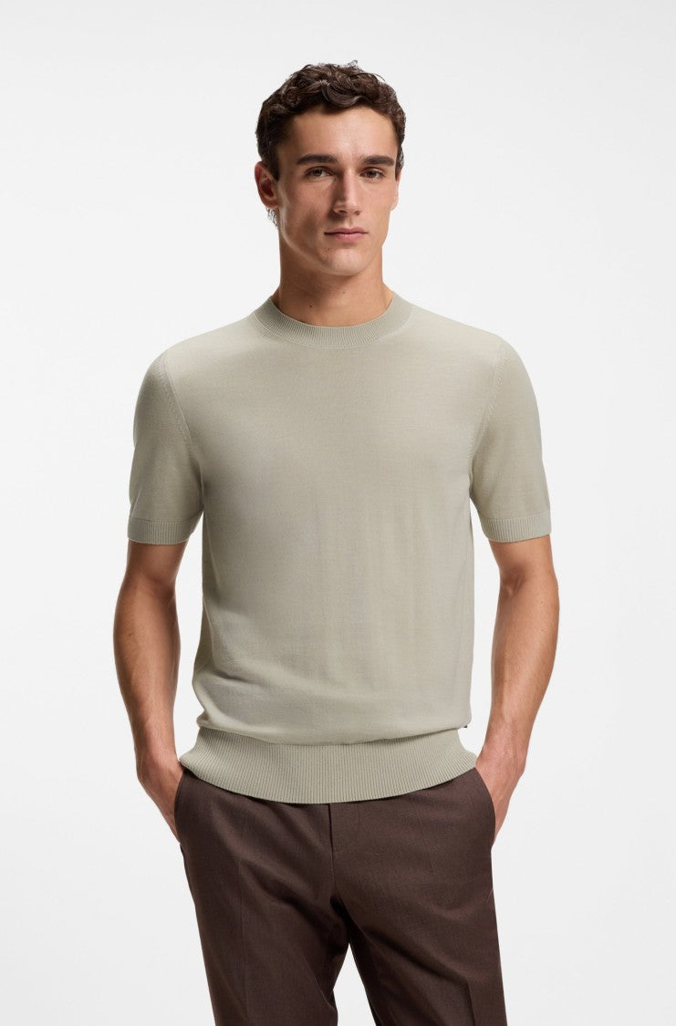 Boss Virgin Wool Knitted Crew Neck Sweater