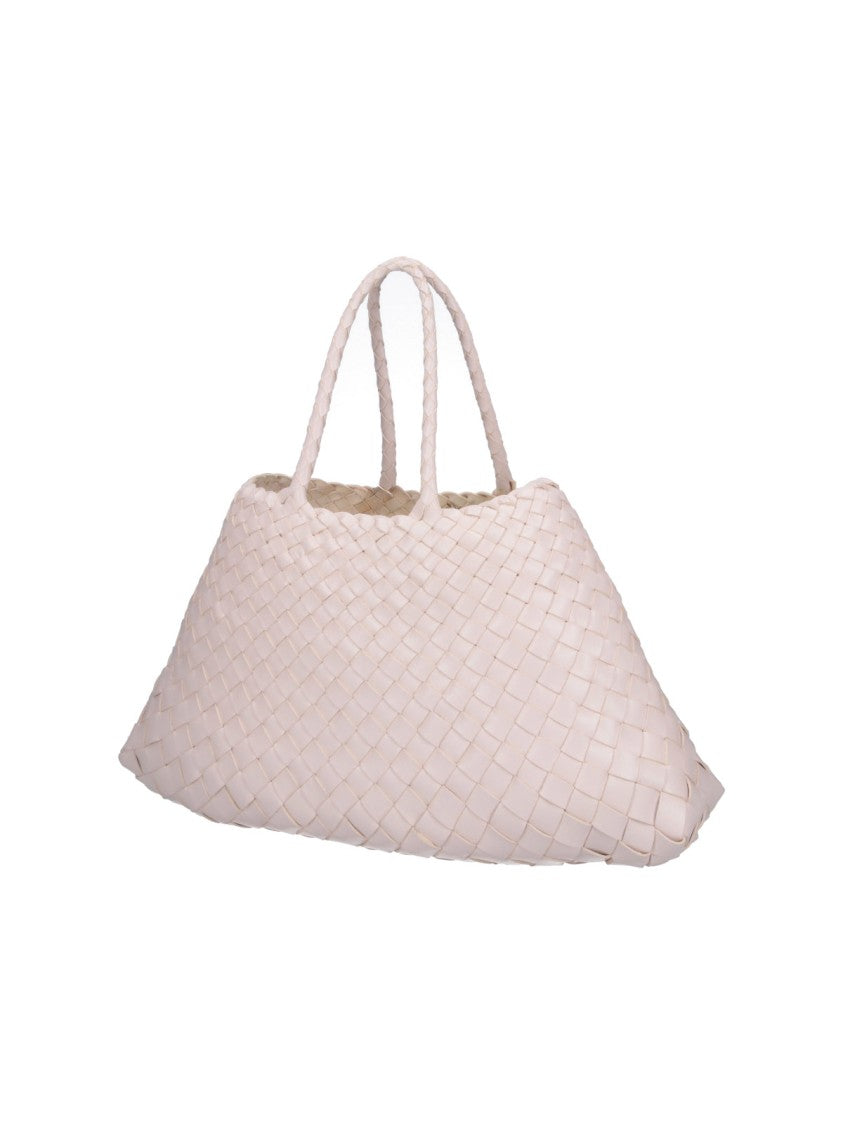 Dragon Diffusion Cream Santa Croce Braided Leather Handbag